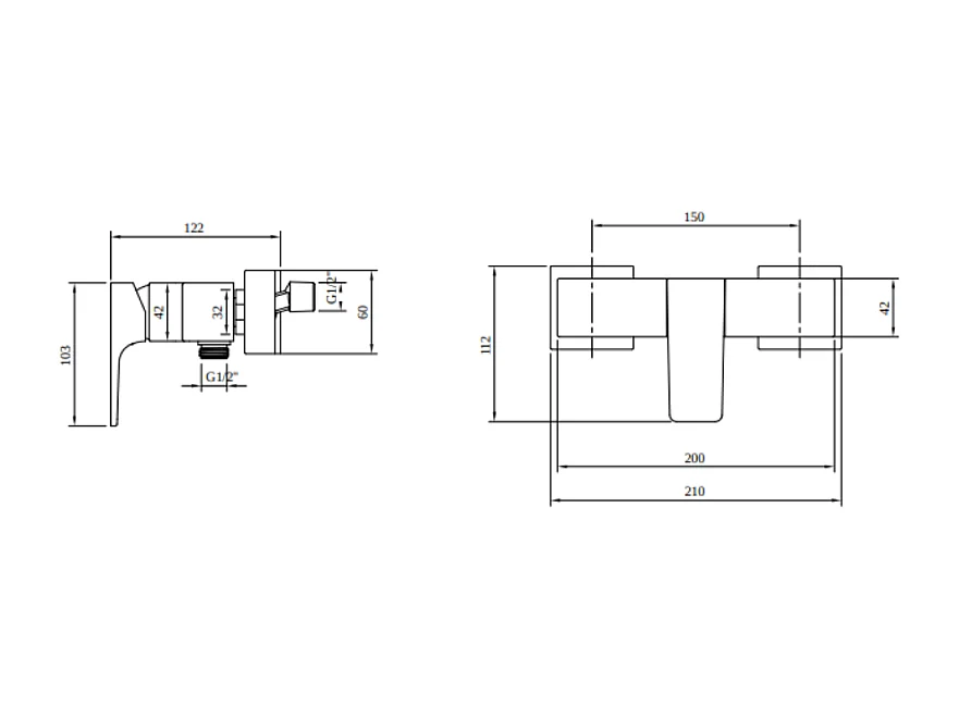 Mitigeur mécanique douche VILLEROY ET BOCH Architectura Square Noir mat