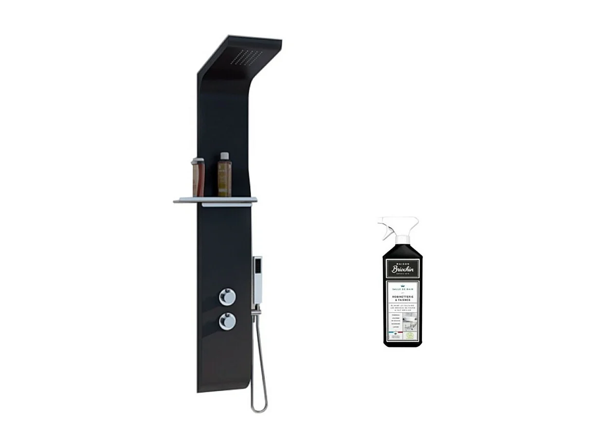 Colonne de douche KINEDO Aquamoon Noir + nettoyant Briochin