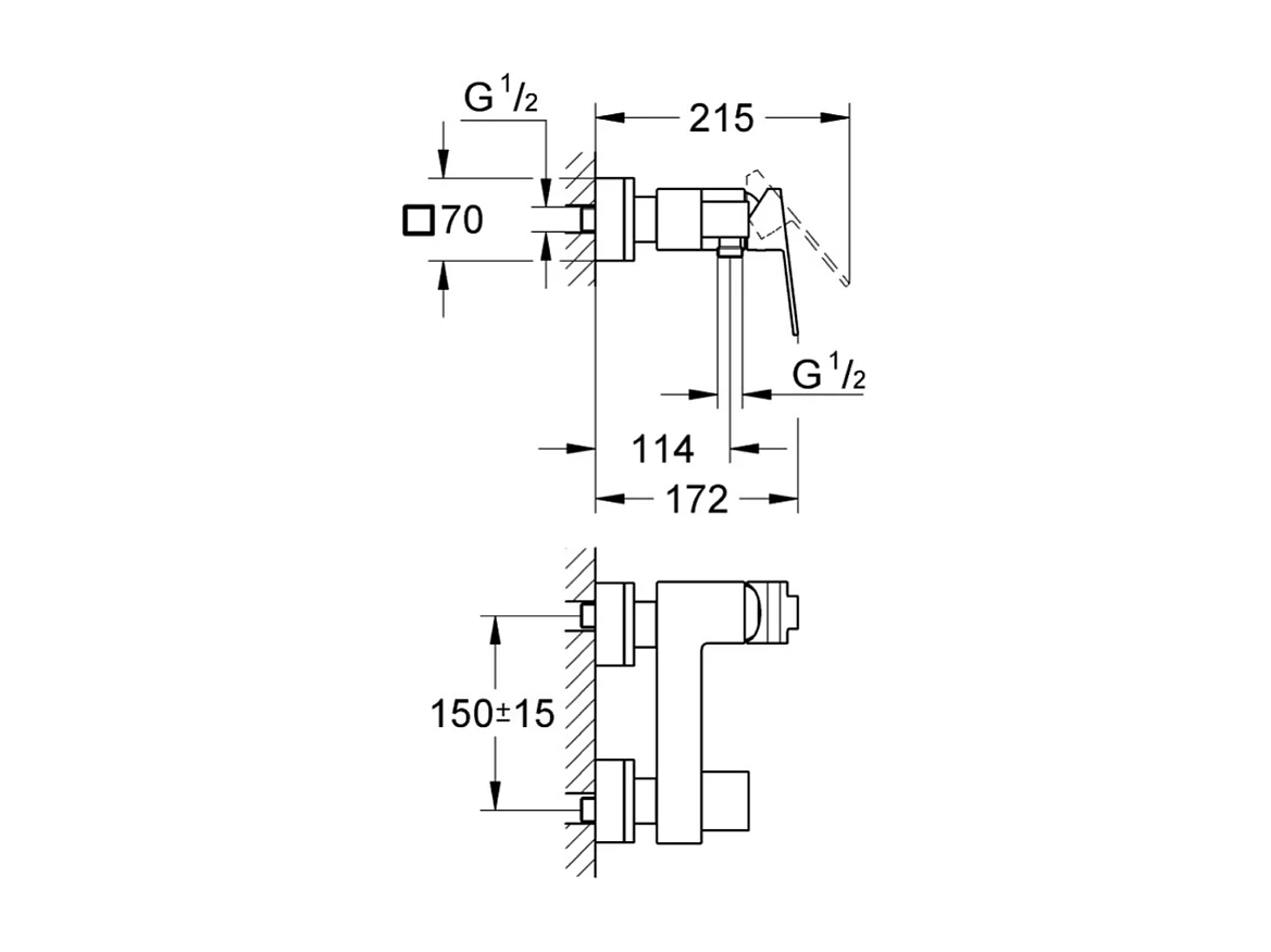 Mitigeur de douche mécanique  GROHE Sail Cube chromé + chiffonnette