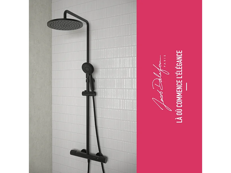 Colonne de douche thermostatique JACOB DELAFON Juliette noir mat