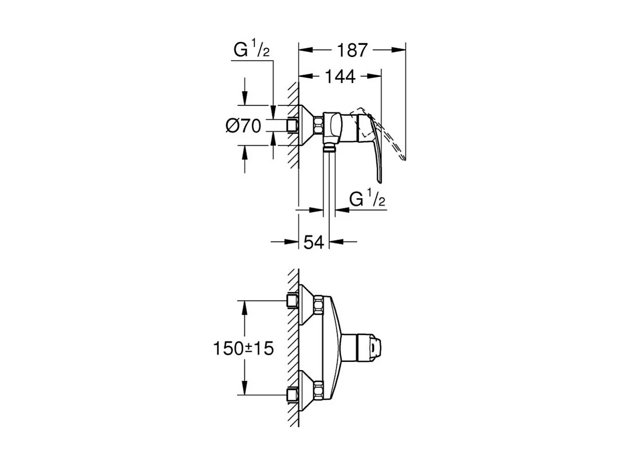 Mitigeur de douche mécanique  GROHE Start chromé + chiffonnette