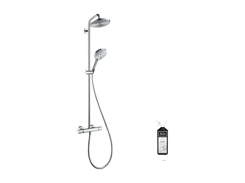 Colonne de douche thermostatique HANSGROHE Raidance S EcoSmart chromée + nettoyant Briochin