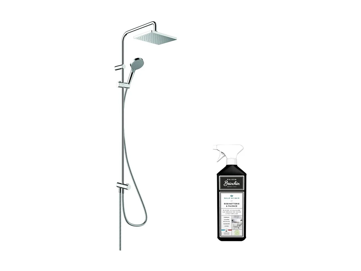 Colonne de douche HANSGROHE Vernis Shape 230 Reno EcoSmart chromée + nettoyant Briochin