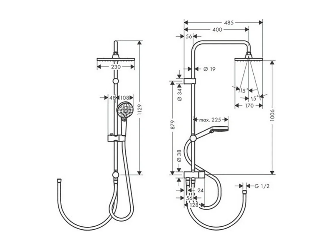 Colonne de douche HANSGROHE Vernis Shape 230 Reno EcoSmart chromée + nettoyant Briochin