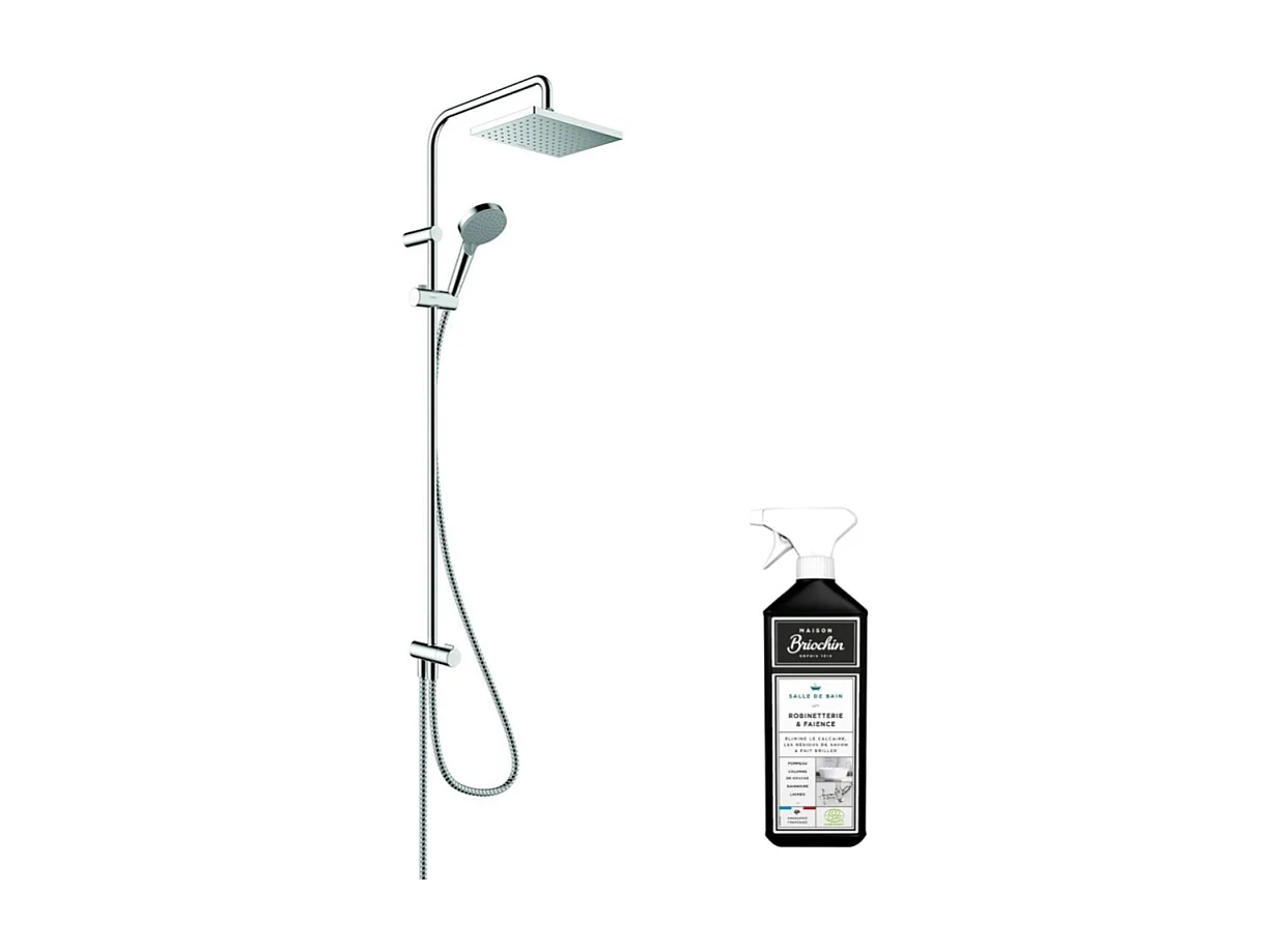 Colonne de douche HANSGROHE Vernis Shape 230 Reno EcoSmart chromée + nettoyant Briochin