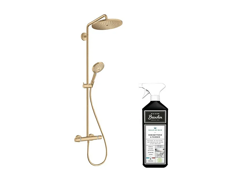 Colonne de douche thermostatique HANSGROHE Croma Select S 280 Bronze brossée + nettoyant Briochin