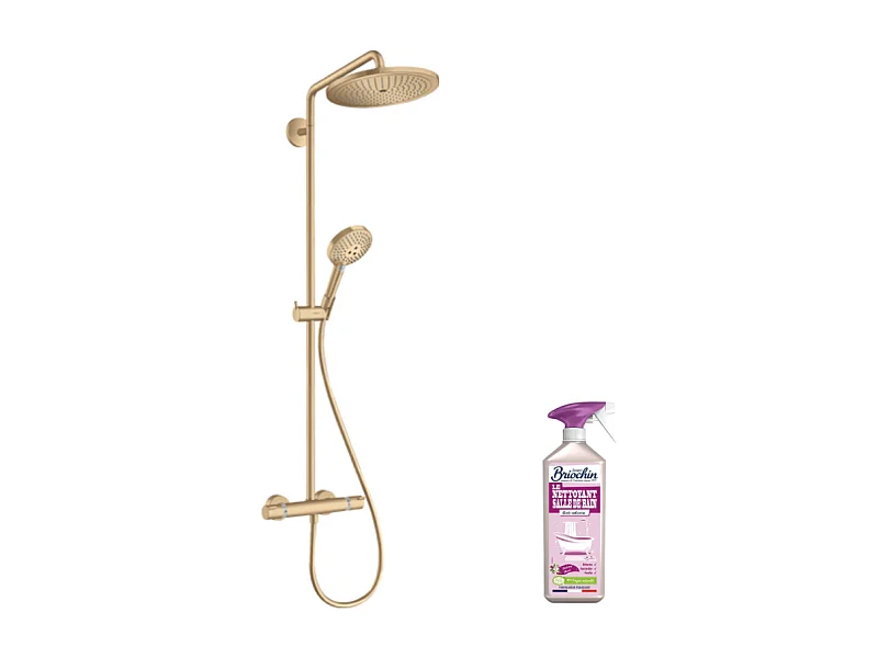 Colonne de douche thermostatique HANSGROHE Croma Select S 280 Bronze brossée + nettoyant Briochin