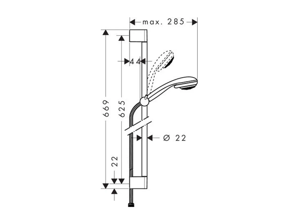 Set de douche Vario avec barre de douche 65 cm chromé Hansgrohe Crometta 85