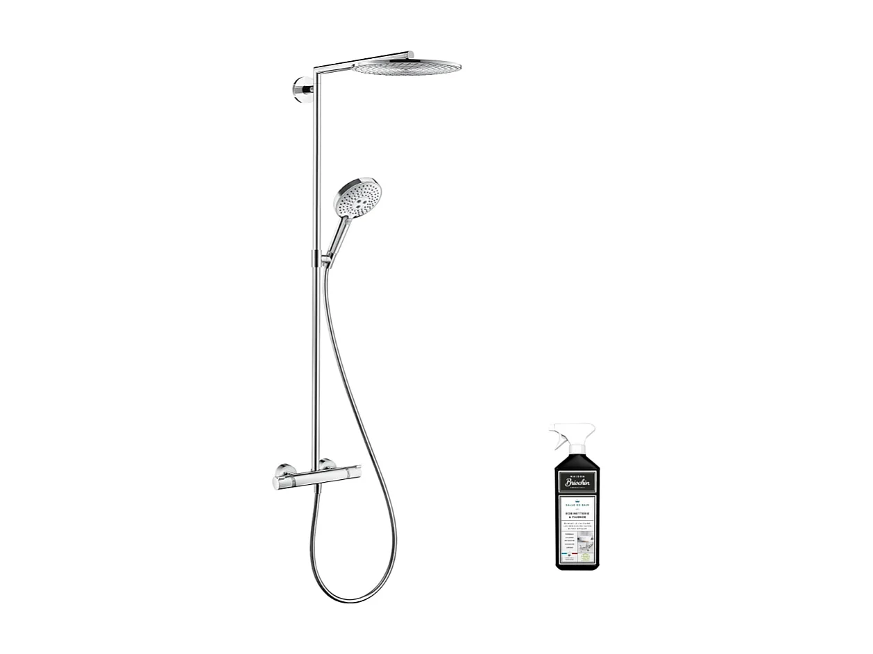 Colonne de douche thermostatique HANSGROHE Raindance S 300 chromée + nettoyant Briochin