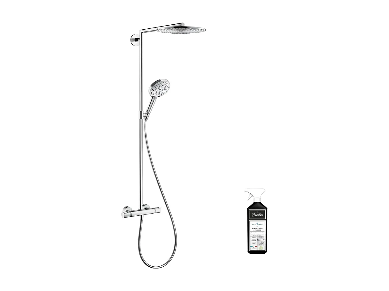 Colonne de douche thermostatique HANSGROHE Raindance S 300 chromée + nettoyant Briochin