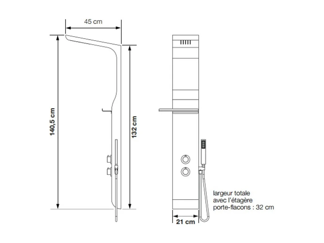 KINEDO Colonne de douche Aquamoon avec mitigeur thermostatique noir