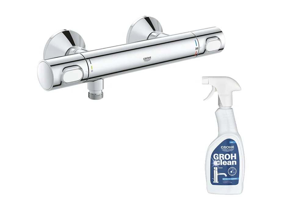 Mitigeur douche thermostatique GROHE Quickfix Precision Flow + nettoyant GrohClean