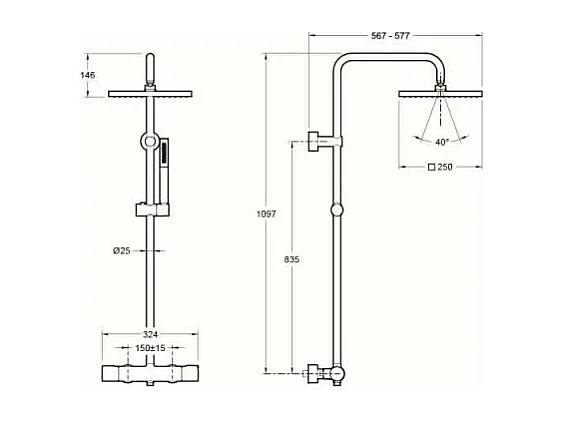 Colonne de douche thermostatique JACOB DELAFON Brigitte + nettoyant Briochin