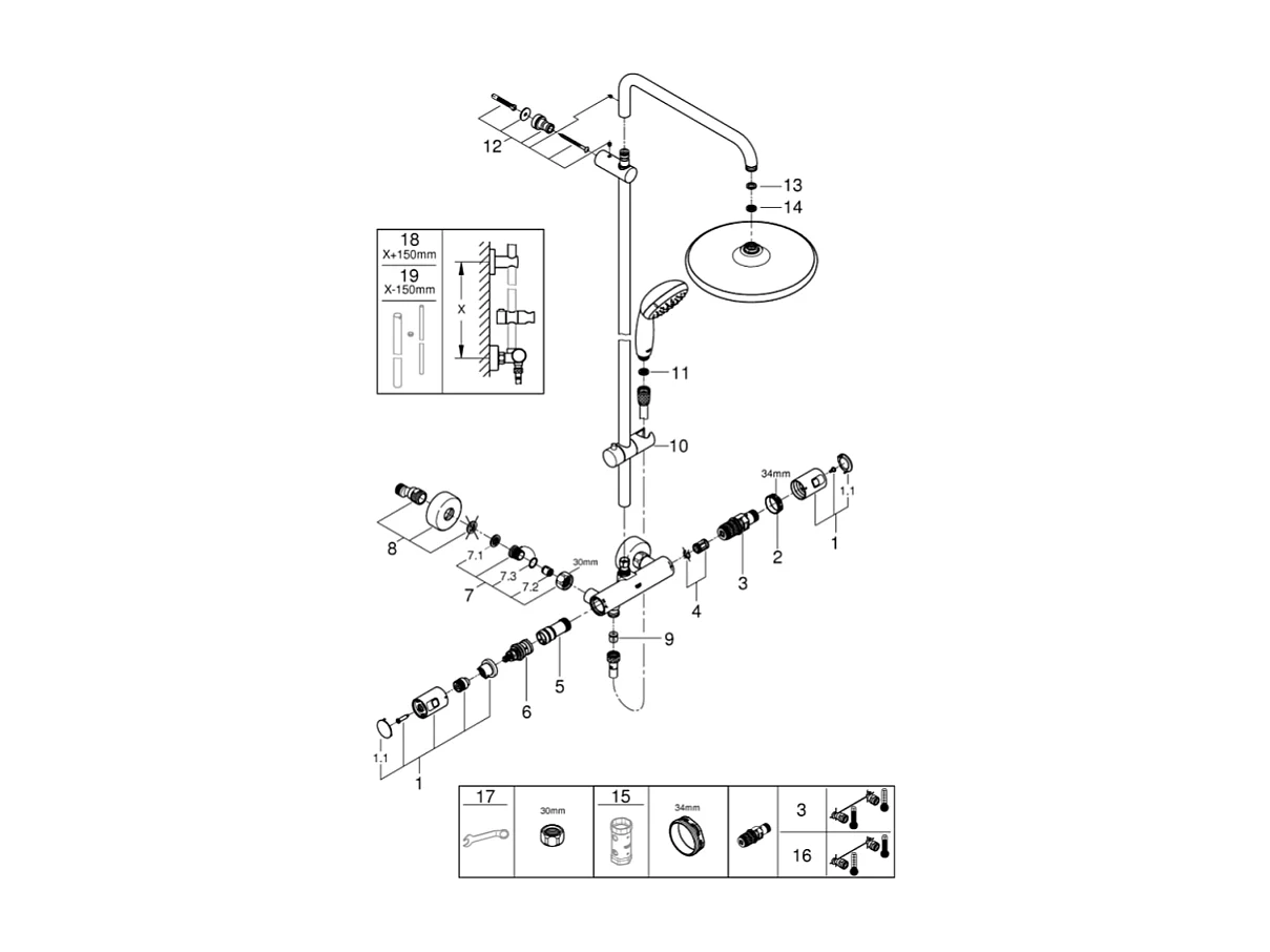 GROHE Vitalio Start System 250 columna de ducha termostática negra