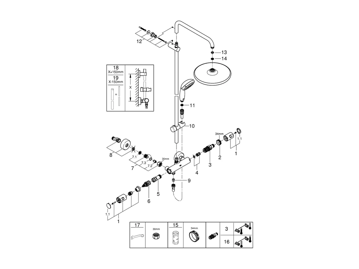 GROHE Vitalio Start System 250 columna de ducha termostática negra