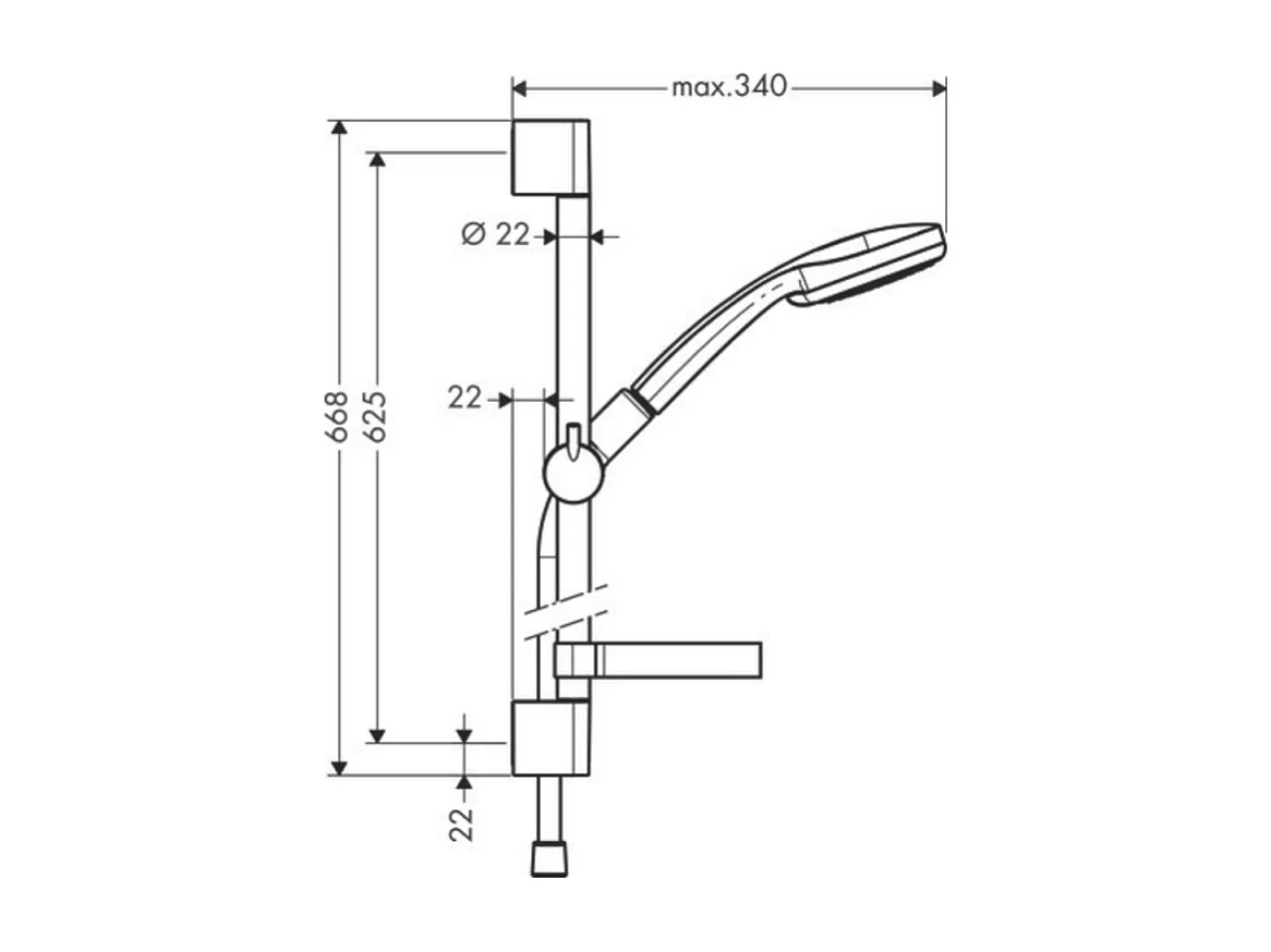 Set de douche 1jet avec barre Unica'C 65 cm et porte-savon chromé Hansgrohe Croma 100