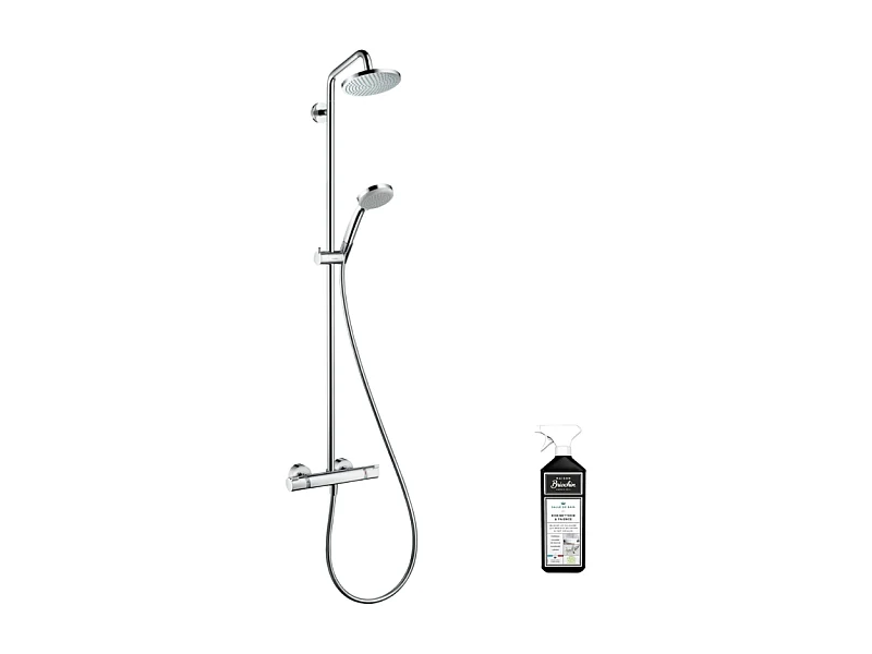 Colonne de douche thermostatique HANSGROHE Crometta 4 jets Chrome + nettoyant Briochin
