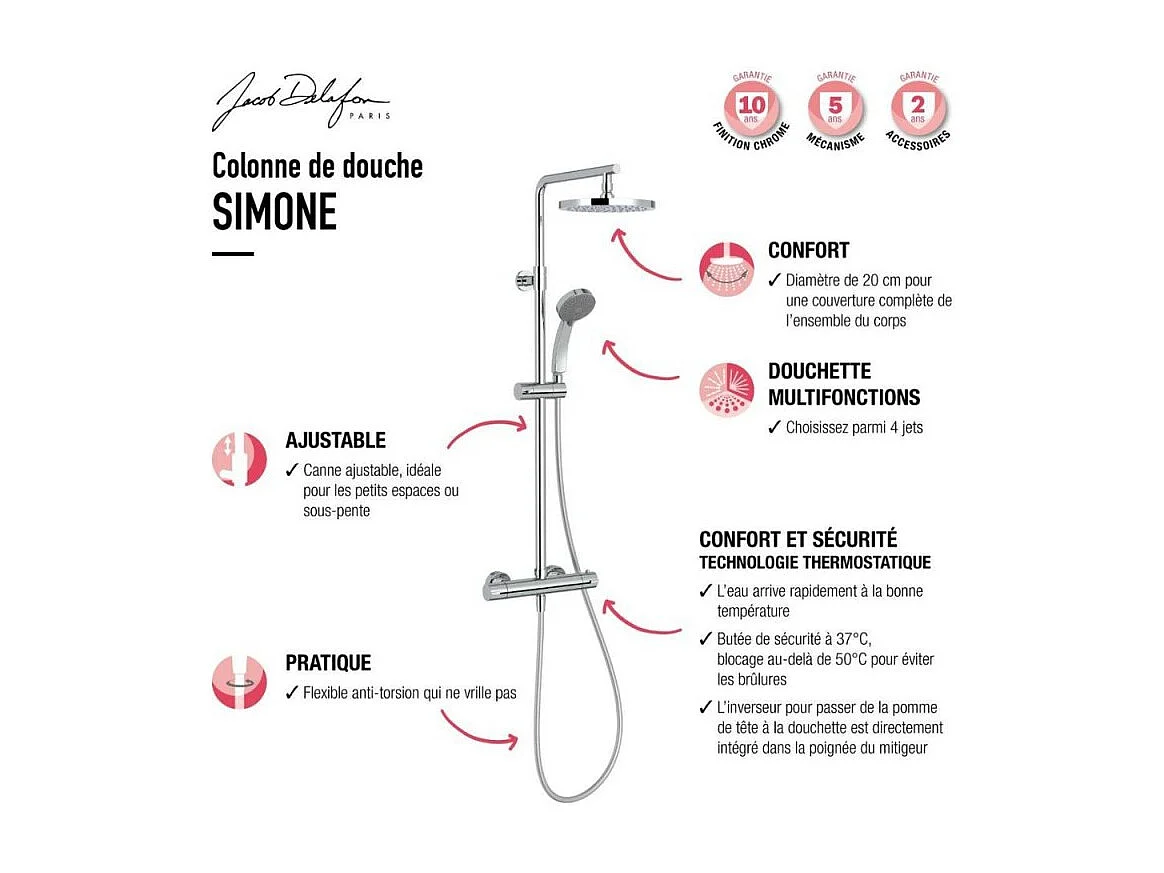 Colonne de douche JACOB DELAFON Simone + nettoyant Briochin