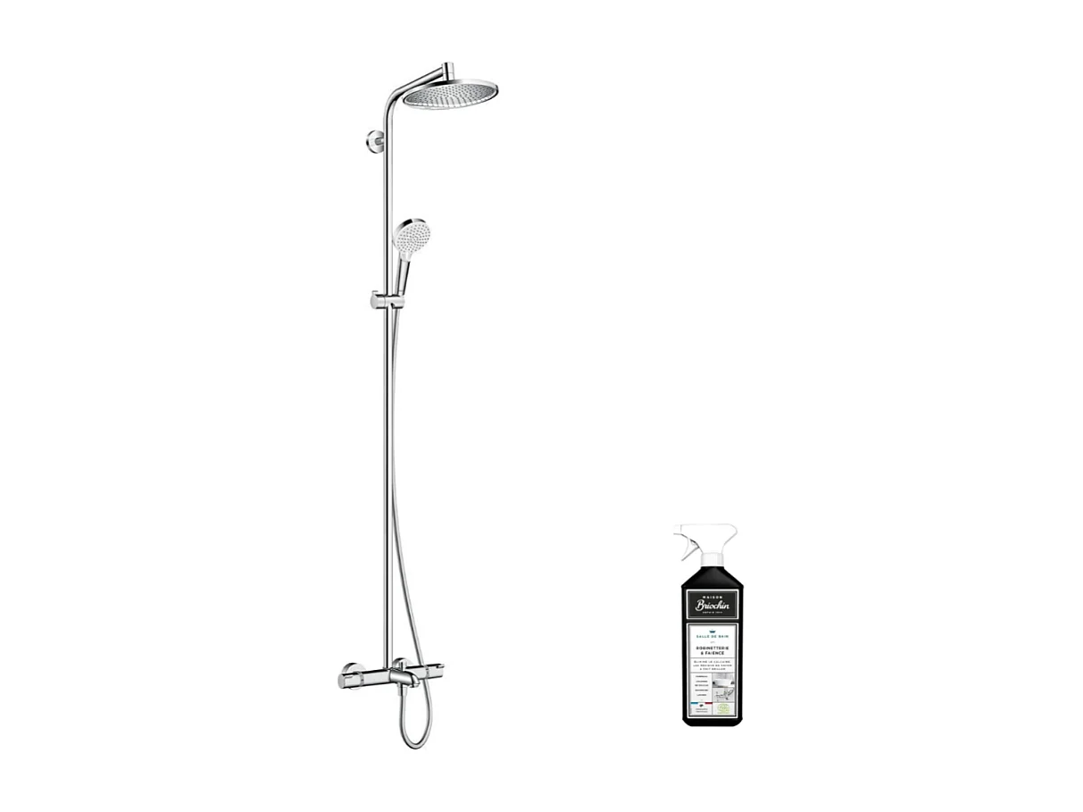Colonne bain douche thermostatique HANSGROHE Crometta S 240 chromé + nettoyant Briochin