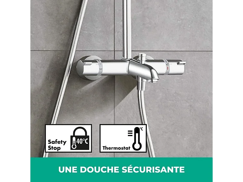 Colonne bain douche thermostatique HANSGROHE Crometta S 240 chromé + nettoyant Briochin