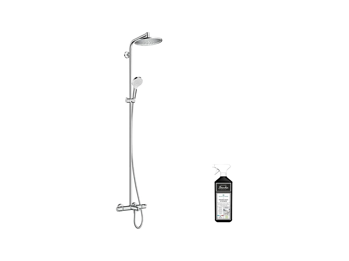 Colonne bain douche thermostatique HANSGROHE Crometta S 240 chromé + nettoyant Briochin