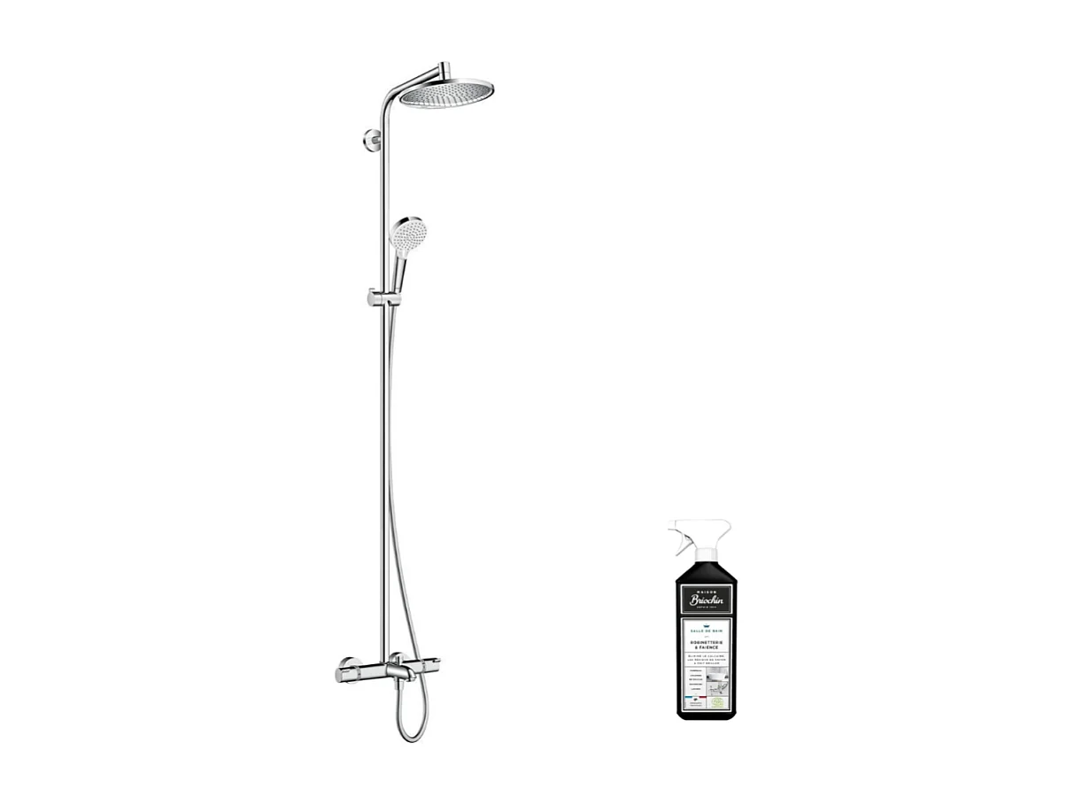 Colonne bain douche thermostatique HANSGROHE Crometta S 240 chromé + nettoyant Briochin