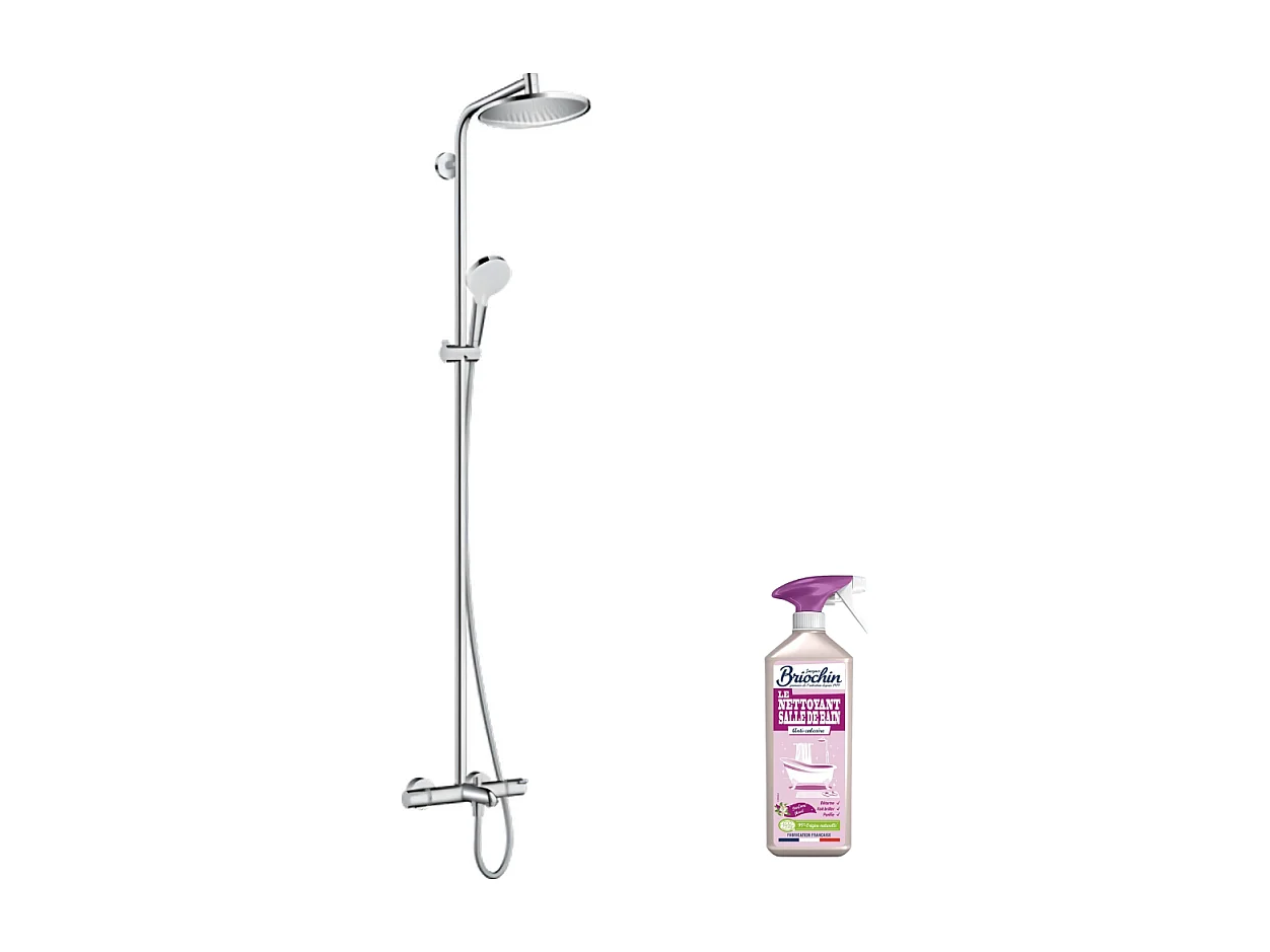 Colonne bain douche thermostatique HANSGROHE Crometta S 240 chromé + nettoyant Briochin