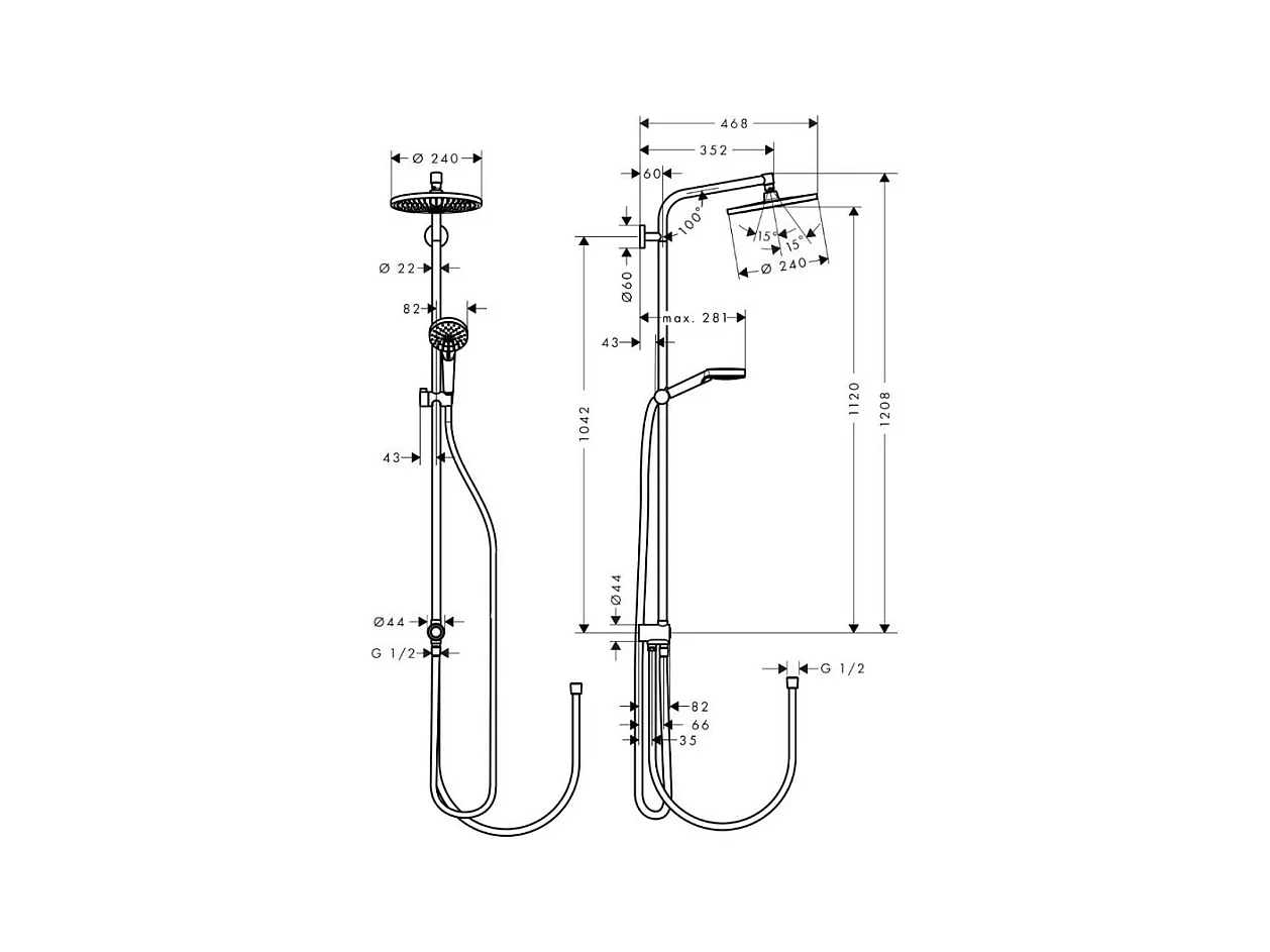 Colonne de douche HANSGROHE Crometta S 240 sans mitigeur + nettoyant Briochin