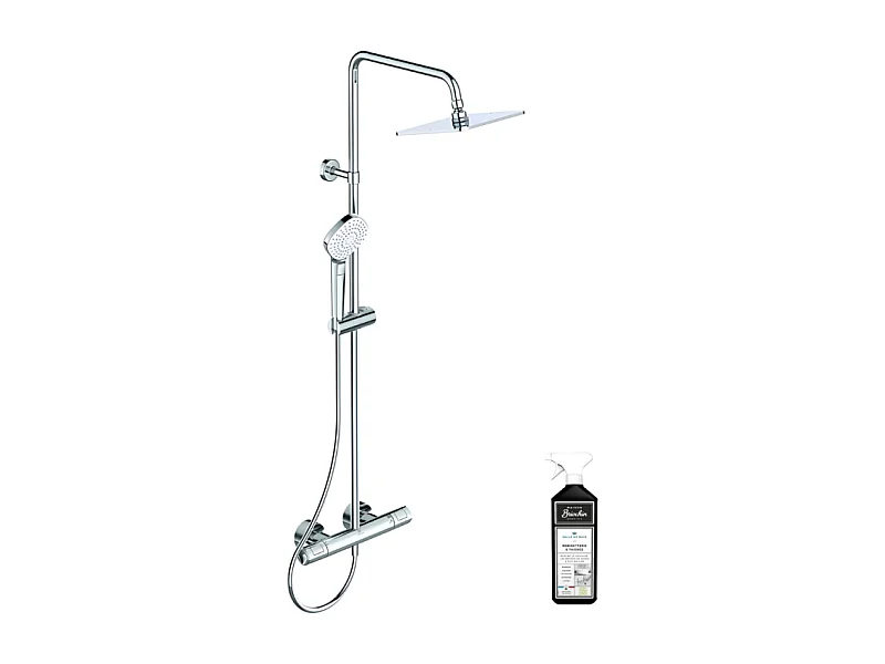 Colonne douche thermostatique IDEAL STANDARD Ceratherm T100, douchette Evo Diamant + Nettoyant BRIOCHIN Ecocert