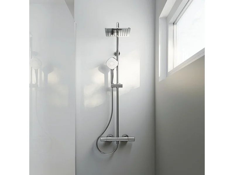 Colonne douche thermostatique IDEAL STANDARD Ceratherm T100, douchette Evo Diamant + Nettoyant BRIOCHIN Ecocert