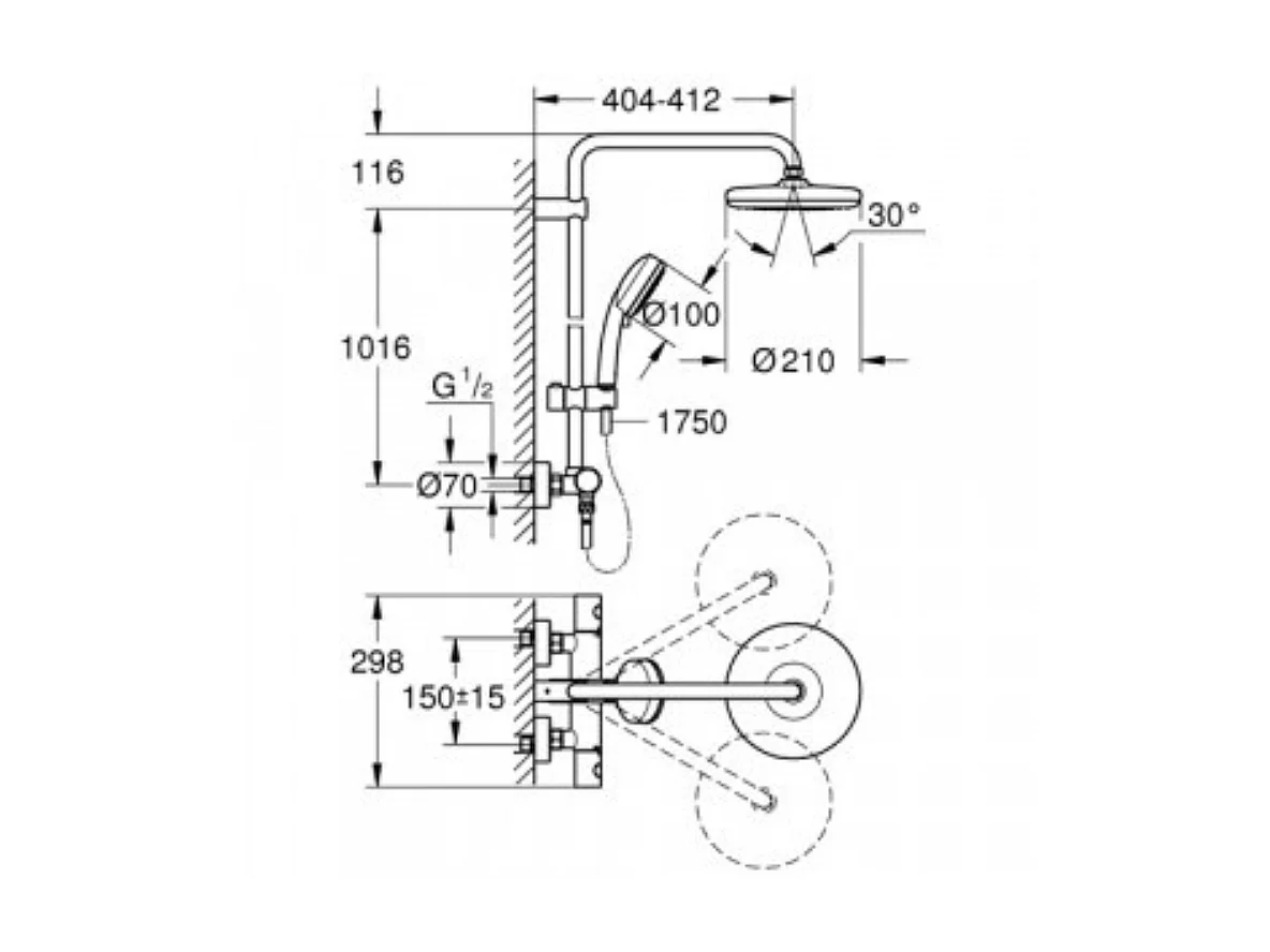GROHE Colonne de douche Tempesta Cosmopolitan System 210