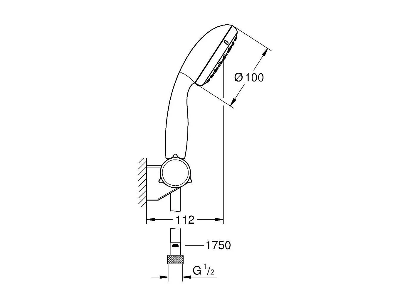 Pommeau de douche GROHE Tempesta 2 jets avec support mural