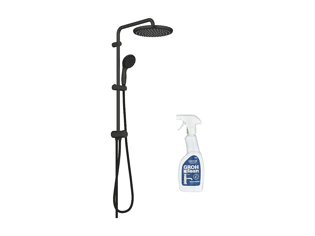 Colonne de douche GROHE Vitalio Start System 250 avec inverseur noir + Nettoyant GrohClean