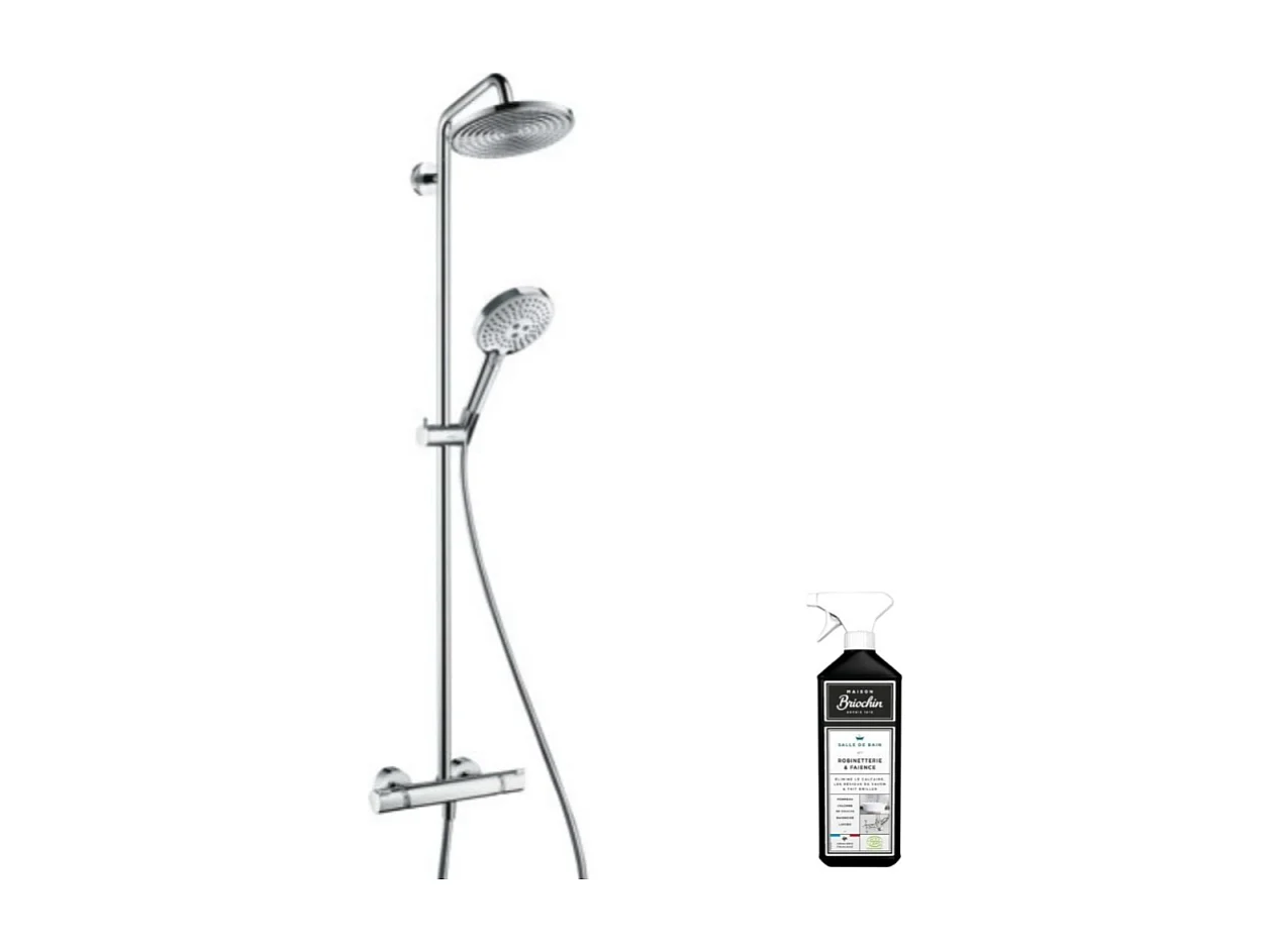 Colonne de douche thermostatique HANSGROHE Raindance S 240 chromée + nettoyant Briochin