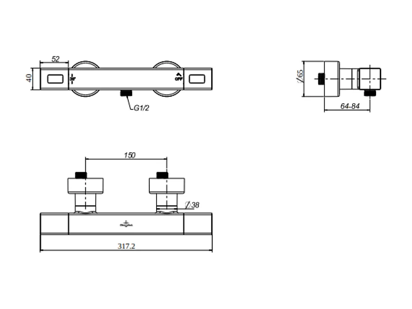 Mitigeur douche thermostatique VILLEROY ET BOCH Universal rectangle Or brossé
