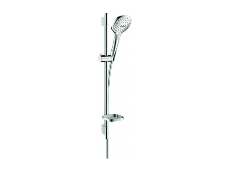 Set de douche 120 3jet EcoSmart 9 l/min avec barre Unica'S puro 65 cm et porte-savon chromé Hansgrohe Raindance Select E