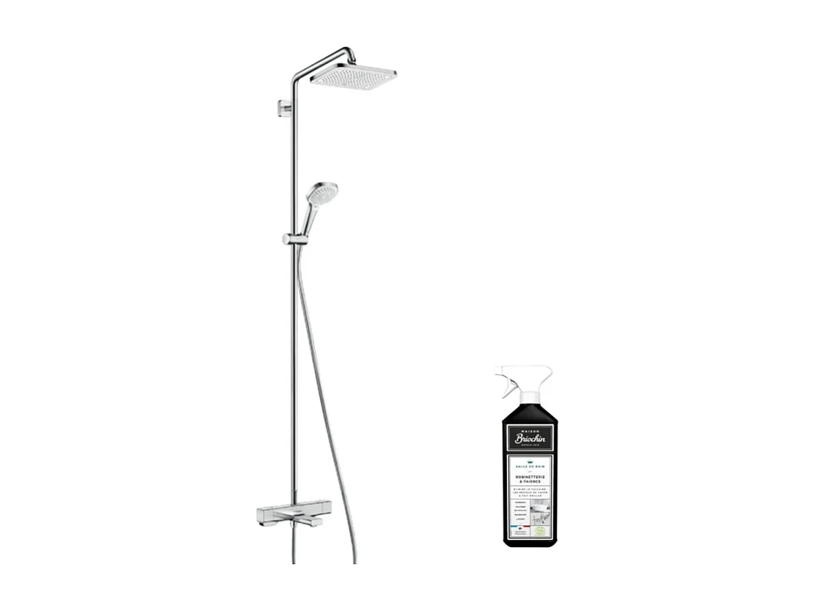 Colonne bain douche thermostatique HANSGROHE Croma E 280 chromée + nettoyant Briochin