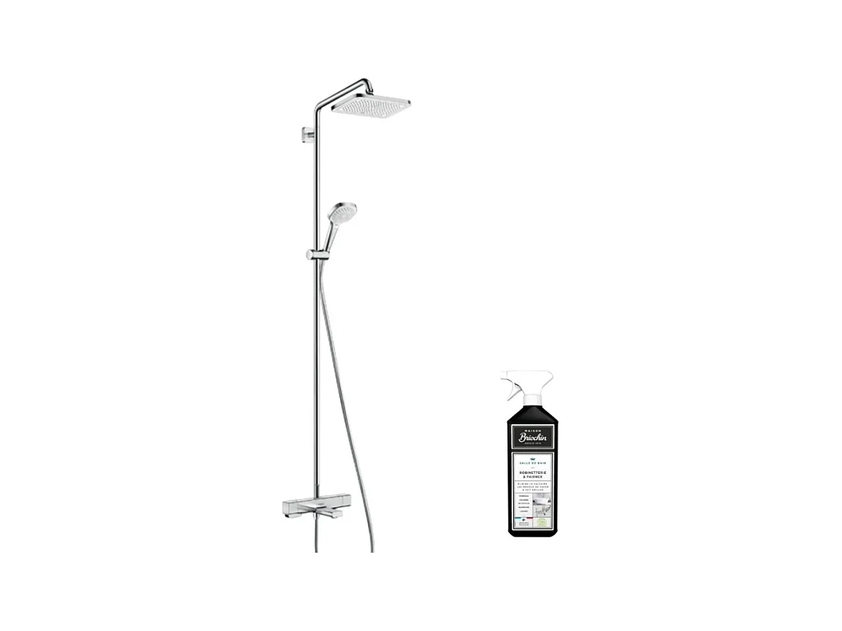 Colonne bain douche thermostatique HANSGROHE Croma E 280 chromée + nettoyant Briochin
