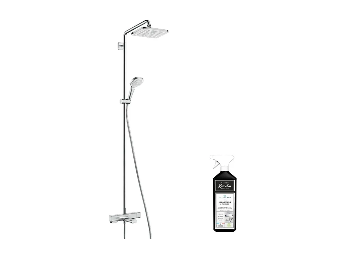 Colonne bain douche thermostatique HANSGROHE Croma E 280 chromée + nettoyant Briochin