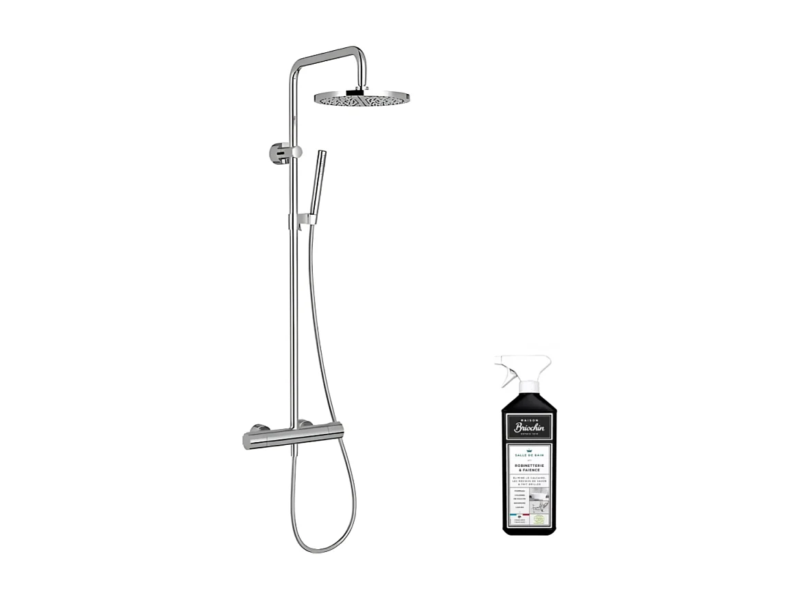 Colonne de douche thermostatique JACOB DELAFON Toobi + nettoyant Briochin
