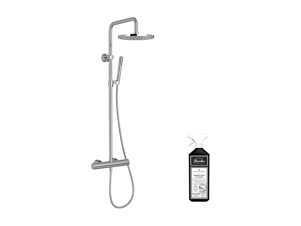 Colonne de douche thermostatique JACOB DELAFON Toobi + nettoyant Briochin