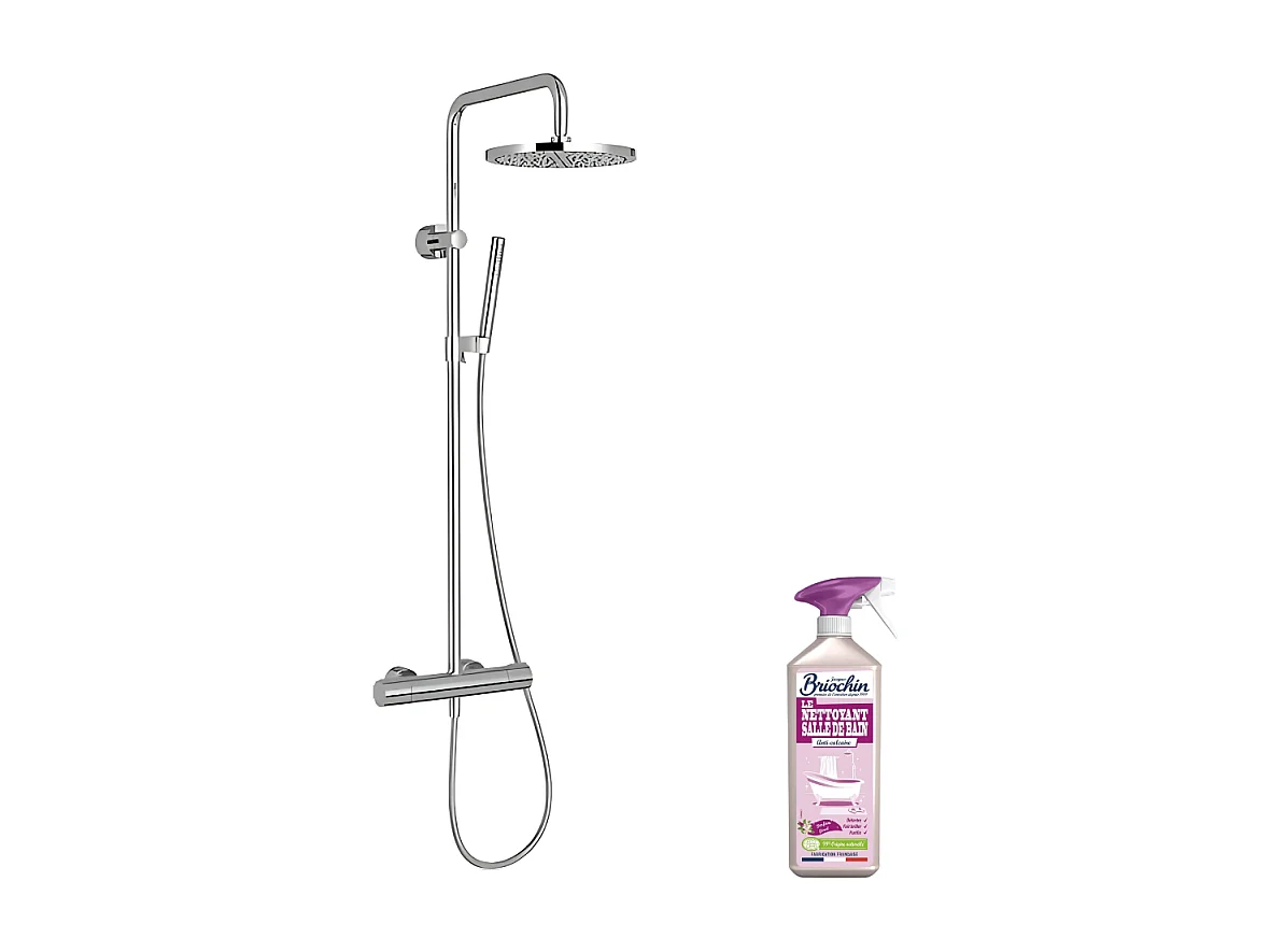 Colonne de douche thermostatique JACOB DELAFON Toobi + nettoyant Briochin