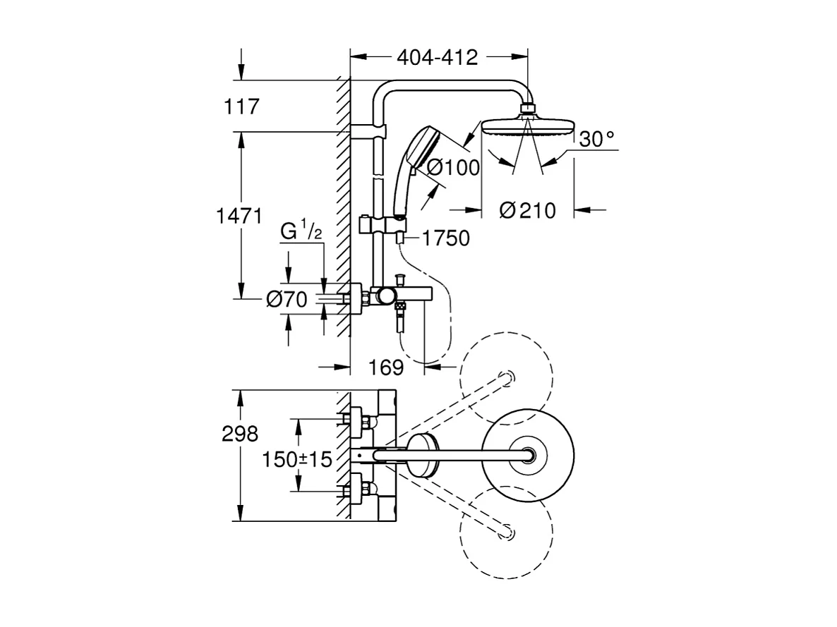 GROHE Colonne bain douche Cosmopolitan System 210