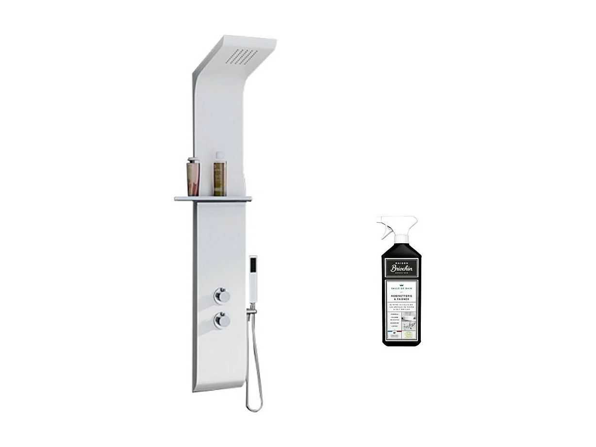 Colonne de douche KINEDO Aquamoon Blanc + nettoyant Briochin