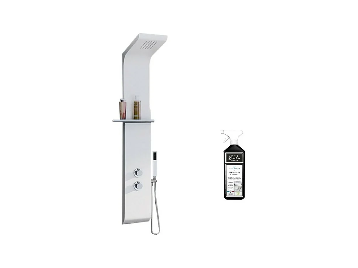 Colonne de douche KINEDO Aquamoon Blanc + nettoyant Briochin