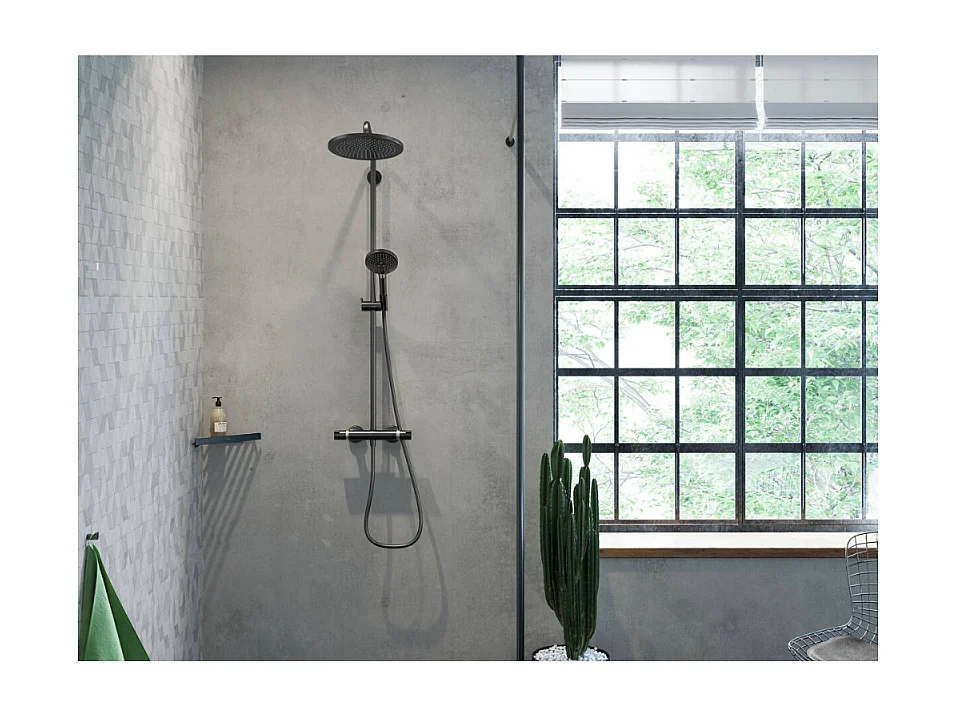 Colonne de douche thermostatique HANSGROHE Croma Select S 280 noir mat + nettoyant Briochin