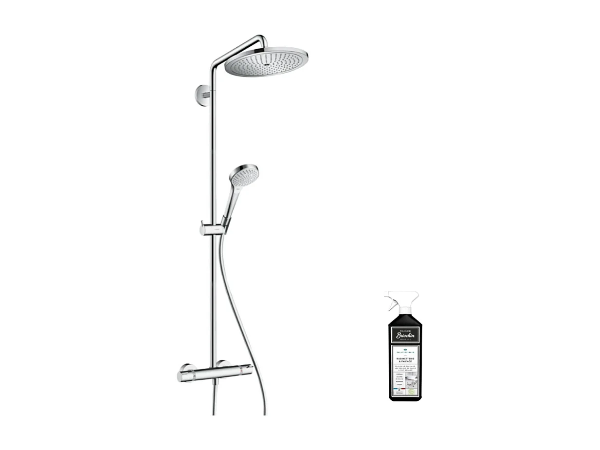 Colonne de douche thermostatique HANSGROHE Croma Select S 280 chromée + nettoyant Briochin