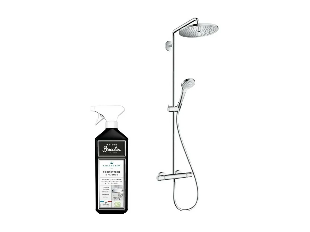 Colonne de douche thermostatique HANSGROHE Croma Select S 280 EcoSmart chromée + nettoyant Briochin