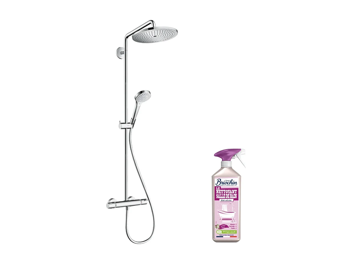 Colonne de douche thermostatique HANSGROHE Croma Select S 280 EcoSmart chromée + nettoyant Briochin
