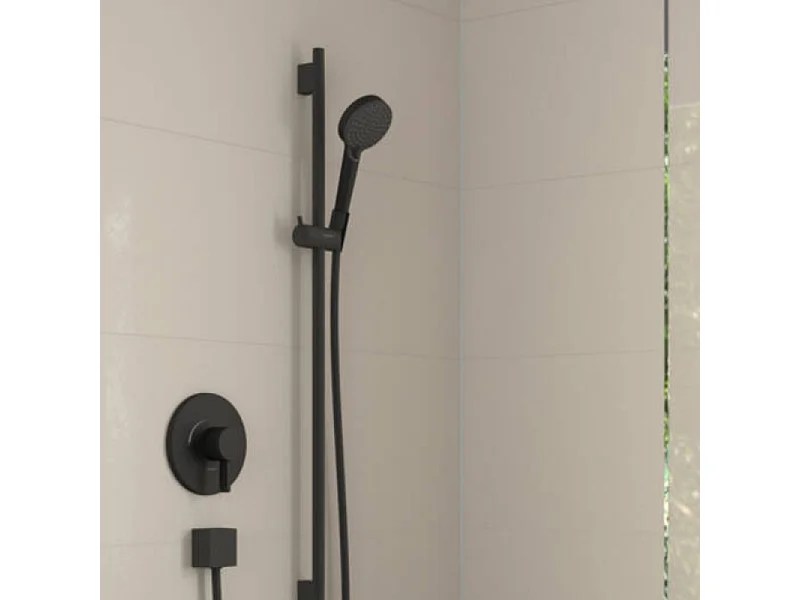 HANSGROHE Vernis Blend EcoSmart rociador de ducha de 2 chorros con barra negra mate